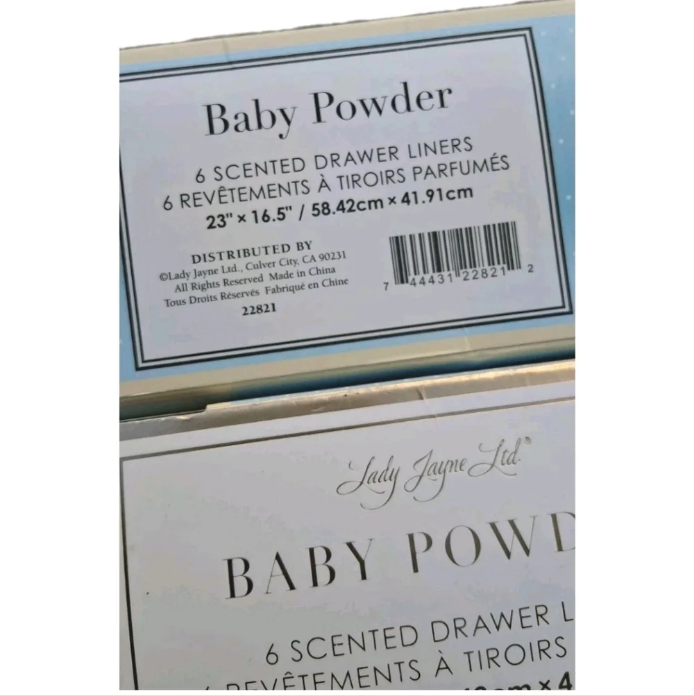 LADY JAYNE Baby Powder Scent 2pks of 6 Drawer/Shelf Liners NWT